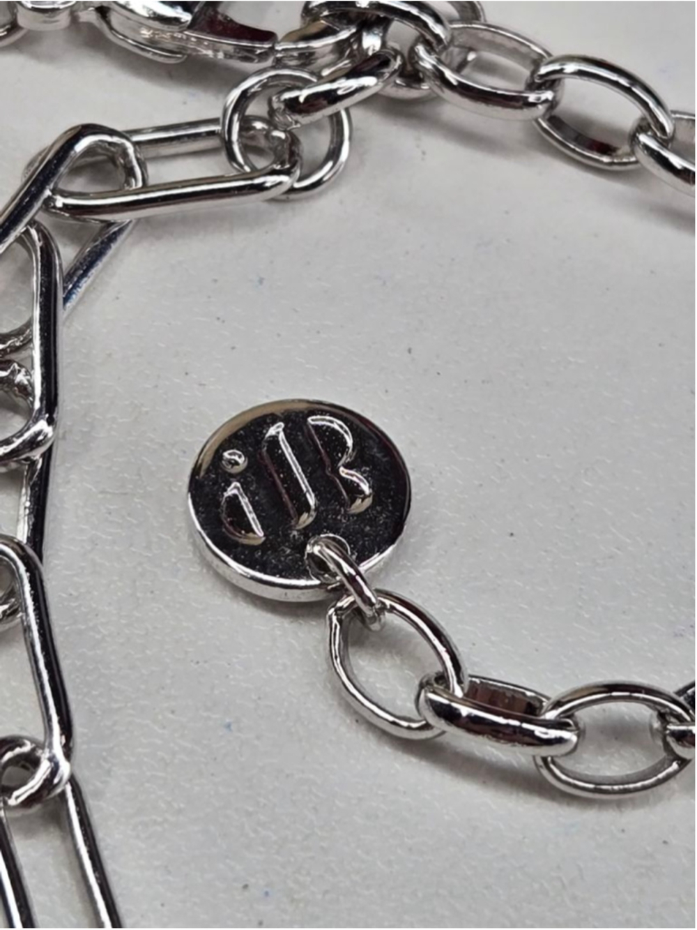 Bomb Party Necklace Blue Aragonite Pendant Rhodium Silvertone Paperclip Chain - Picture 4 of 10